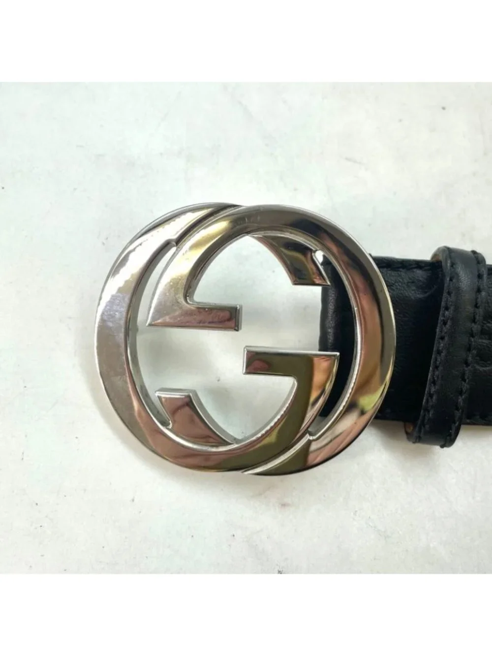 Gucci Interlocking Buckle Guccissima Leather Belt Black - Picture 9 of 16